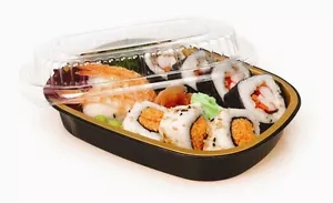 23 oz. Black & Gold Foil Pan Meal Prep Take-Out Container w/Clear Dome Lid 20/PK - Picture 1 of 2
