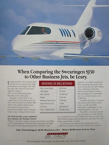 6/1992 PUB AVION SWEARINGEN EXECUTIVE AIRCRAFT SJ30 BUSINESS JET ORIGINAL AD - Picture 1 of 1