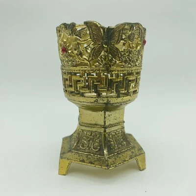 Soporte votivo de ángel querubín de metal tono dorado japonés Foto 1 de 4