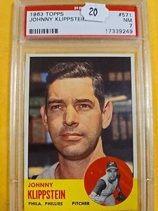 1963 Topps #571 Johnny Klippstein Phillies PSA 7 NM Set Break 9249 - Picture 1 of 2