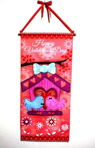 VALENTINES DAY BIRDS CANVAS BANNER DECORATION.BEAUTIFUL BANNER AND QUALITY - Picture 1 of 2