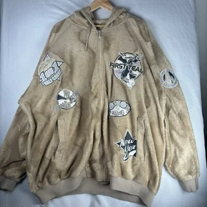 Raw Blue Jacket Mens 3XL XXL Vintage Hoodie Atlanta New York Huston Fur NBA B296 - Picture 1 of 8