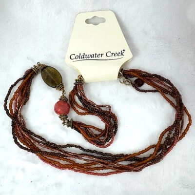 Collar Coldwater Creek Lateral Estacionado Cuentas Multi Hilo Piedras Genuinas Foto 1 de 4
