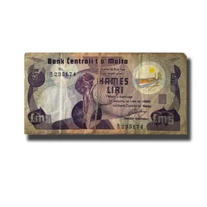 MALTA BANKNOTE #40 5 LIRI 3RD SERIES L. SPITERI - ERROR - Picture 1 of 2