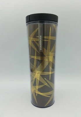 2013 STARBUCKS COFFEE BROWN W/ GOLD STAR INSULATED PLASTIC TRAVEL TUMBLER - NICE - Image 1 of 4