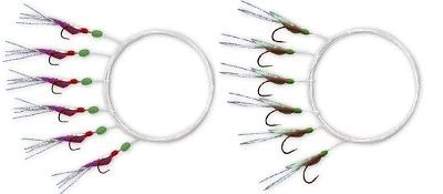 Zebco Heringsvorfächer silber/rot oder silber/grün 6 Haken Größe 4 / 10 / 12  - Bild 1 von 2