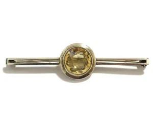 Antike Silberbrosche Brosche Citrin gelb rund 835er Silber 6,3 cm - Bild 1 von 8