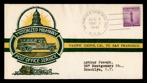 DR WHO 1941 SAN FRANCISCO & PACIFIC GROVE CA HPO TRIP 2 STAEHLE CACHET m22161 - Picture 1 of 2