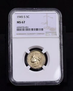 1945-S Jefferson Nickel - NGC MS67 (#48593-L) - Picture 1 of 8