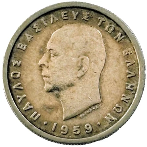 1959 GREECE COIN 1 Drachma Greek Coins Europe Money Free Ship FREE SHIPPING - Picture 1 of 3