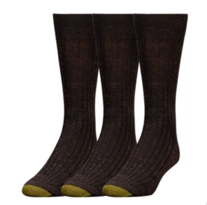 3-PAIR GOLD TOE MEN'S MERINO WOOL BLEND PERFECT FIT SOFT STRETCH CREW SOCKS NEW - Picture 1 of 3