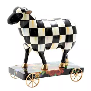 MACKENZIE-CHILDS Courtly Check Sheep On Parade Decor Multi Black White Resin NEW - Picture 1 of 2