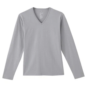 Muji Men's Organic Cotton Jersey Long Sleeve T-shirt Silver Gray L size - Picture 1 of 1