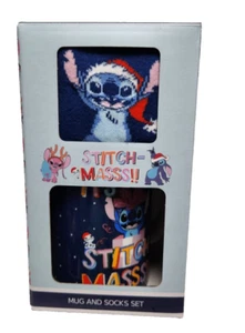 Disney Stitch Christmas Mug & Socks Gift Set Festive Holiday Duo - Foto 1 di 7