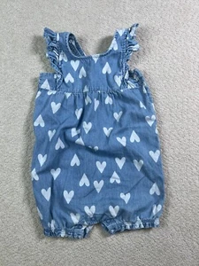 Mameluco Carters Bebé Niña Corazón Talla 18 Meses Azul Corazón Fondo a Presión - Imagen 1 de 7