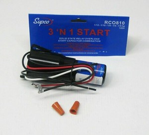 Supco RCO810 Refrigerator Relay Start & Overload Capacitor, Up to 1/5HP, 3-in-1