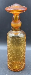 Vintage MCM Regenbogen Bernstein Crackle Glasflasche/Dekanter mit Pilzform Topper - Bild 1 von 8