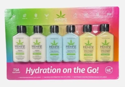 New! 6-Pack Hempz Hydration On The Go! Lotion, Each 2.25 oz, 3 Scents, 2 of Each - Image 1 of 2