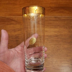 Cellini Crystalware 24 K Gold@ 16 oz Long Drink Highball Glasses Italy 1 glass - Picture 1 of 4