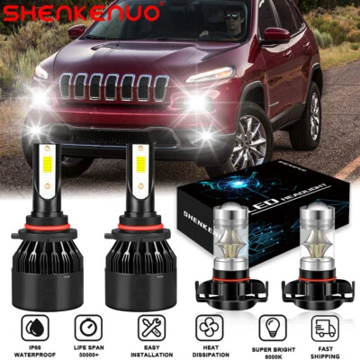 Combo de faros LED y faros antiniebla blanco transparente para Jeep Cherokee 2014-2015 Foto 1 de 4
