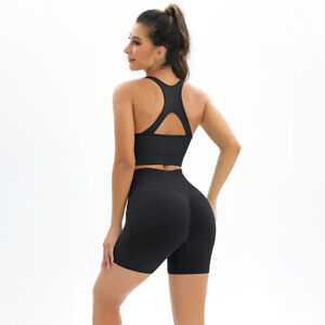 Women's Seamless Workout Sets Sports Bra And High Waist Booty Shorts GYM Outfits
