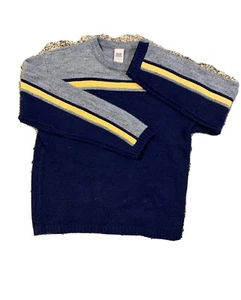 Navy Striped Long-Sleeve Winter Pullover Sweater Shirt, Boys Medium 10-12 - Picture 1 of 10