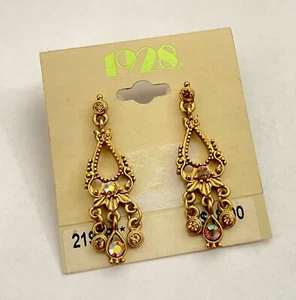 Pendientes araña cristal estilo victoriano marca 1928 retirados tono dorado - Imagen 1 de 7