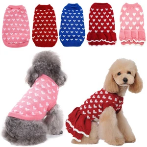 Small Pet Dog Warm Jumper Sweater Dress Clothes Puppy Cat Winter Knitted Co ~ - Picture 1 of 30