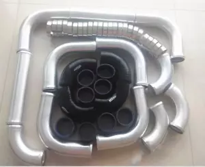 Intercooler Universal de Aluminio 76MM Turbo Tubería + Manguera NEGRA + Kit de Abrazadera en T - Imagen 1 de 2