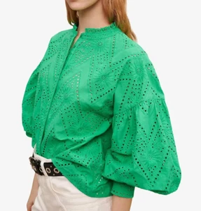 MAJE lovely Crochet-Pattern Cotton Shirt - size 3 / uk 12 - 14 / worn once - Picture 1 of 13