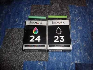 Neu Original Lexmark 23 schwarze & 24 Farben Tintenpatronen in versiegelten Einzelhandelsverpackungen - Bild 1 von 1