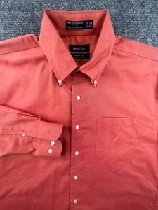 Nautica Button Up Shirt 15.5 32/33 Long Sleeve Preppy Orange Button Up Shirt - Picture 1 of 8