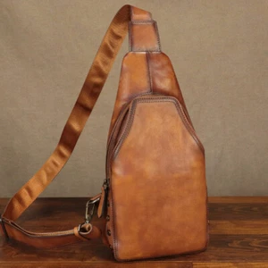 Genuine Leather Sling Bag for Men Women Sling Backpack Purses Crossbody Bag - Picture 1 of 12
