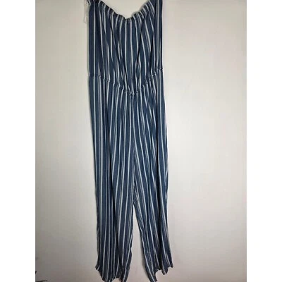 Linea Donna Bohemian Jumpsuit Strapless Wide Leg Blue White Size 18 - Image 1 of 4