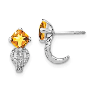 Lex & Lu 14k White Gold Citrine and Diamond Earrings LAL940 - Picture 1 of 3