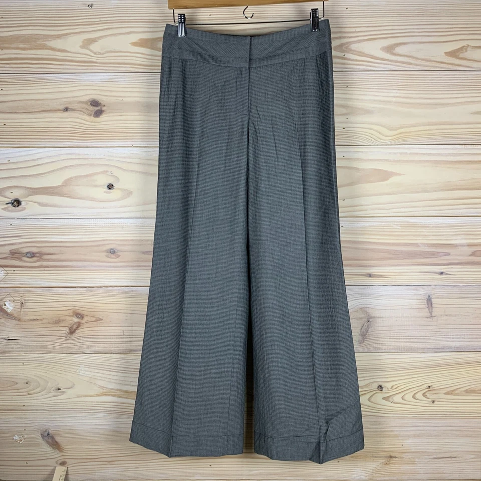 Pantalones Classique Entier Pierna Ancha Mujer 4 Gris Lana Acampanado Pantalón Carrera Foto 1 de 4