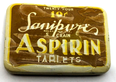 Sanipure Aspirin Tablets Globe Products ompany Memphis Tenn vintage tin - Image 1 of 4