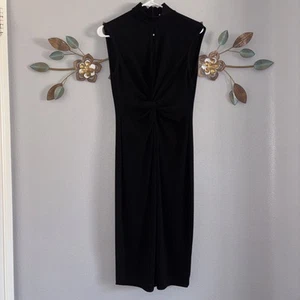 Vestido sin mangas Calvin Klein para mujer negro cuello falso torcido delantero talla 4 - Imagen 1 de 8