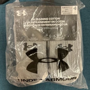 Under Armour Training Cotton Socks Size S (13.5-4.5 Youth) Gray/White/Black - Picture 1 of 4