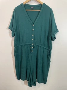 Pagliaccetto donna Torrid taglie forti 1x bottoni verde acqua davanti casual estivo outfit - Foto 1 di 13