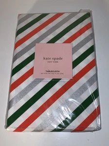 Kate Spade Christmas Tablecloth Diagonal Stripe 60 “ X 84” Rectangular NEW - Picture 1 of 5