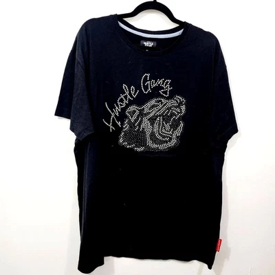 Camiseta tejida de manga corta negra con estrás Hustle Gang Primeval de algodón para hombre 2X Foto 1 de 4