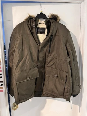 Perry Ellis Portfolio Men’s Parka Jacket Coat XL Olive Green Faux Fur Hood - Image 1 of 2