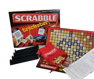 Scrabble Trickster Board Game by MATTEL 2010 - Box opened / Contents Factory - Image 1 of 4