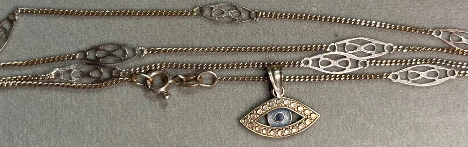 Conjunto de collar de cadena estación de eslabones de barra infinita de oro amarillo de 10k 2,60 G Foto 1 de 4