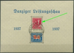 Danzig 1937 DANZIGER DORF mit Plattenfehler Block 3 I gestempelt - Bild 1 von 1
