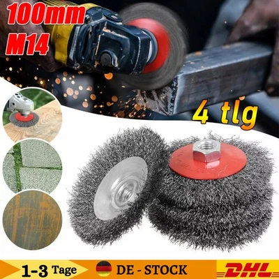 4x Stahlbürste Winkelschleifer Drahtbürste Kegelbürste Rundbürste M14 Für Flex - Bild 1 von 4