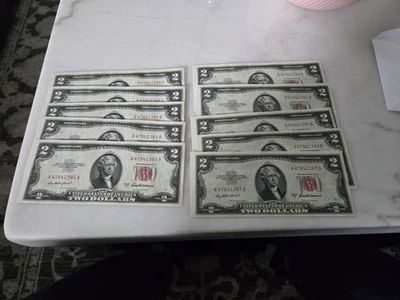 $2 Bill 1953 Series A - 10 Piece Brand New (Miscut Bottom And Right Side) - Image 1 of 4