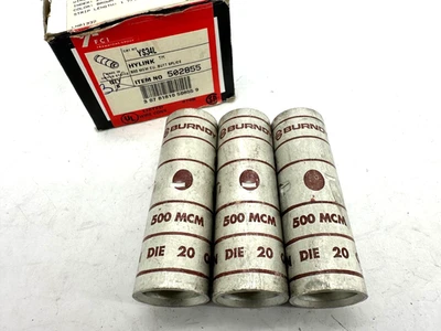 Lot of 3 New Burndy YS34L Hylink 500 MCM CU Butt Splice Connector - Image 1 of 4
