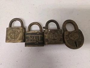 Lot Of 4 Vintage Brass Padlocks Mail RFD Corbin BD - Picture 1 of 6